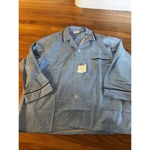 Vintage Macy's Kempton Men's Blue Pajama Shirt Sz L NWT! 50s/60s Orig. Price Tag